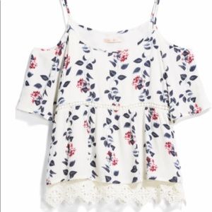 Skies are Blue Langlock Cold Shoulder Top